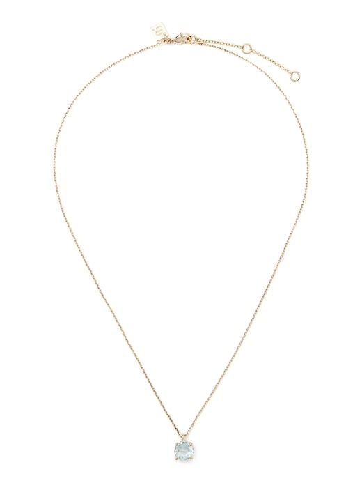 Banana Republic Womens Birthstone Round Pendant Necklace March - Aquamarine Blue - Aquamarine Blue Size One Size