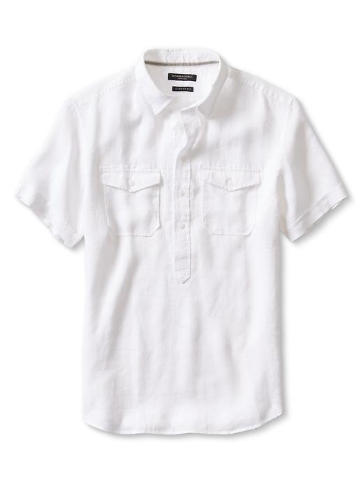 Banana Republic Mens Linen Popover Shirt Size L Tall - White