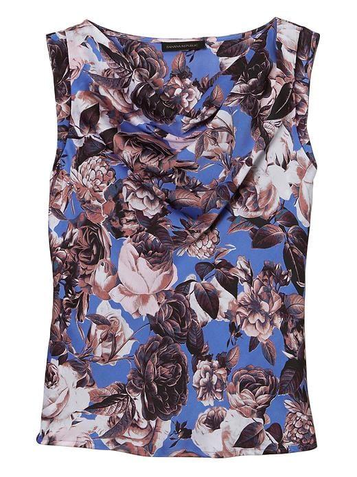 Banana Republic Womens Floral Cowl Neck Top - Blue