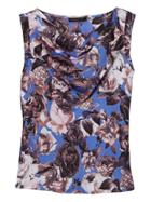 Banana Republic Womens Floral Cowl Neck Top - Blue