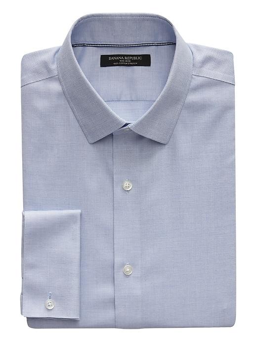 Banana Republic Mens Grant Slim-fit Non-iron French Cuff Shirt Light Blue Size L