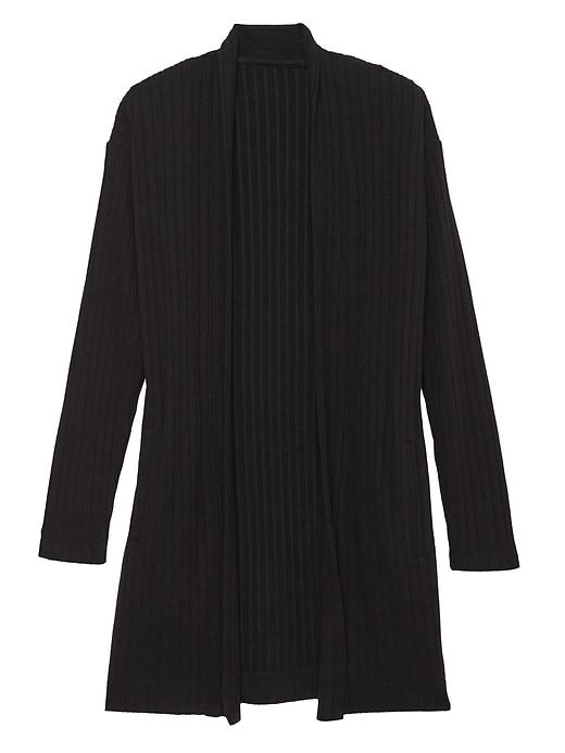 Banana Republic Womens Cozy Ribbed Lightweight Duster Cardigan Black Size M
