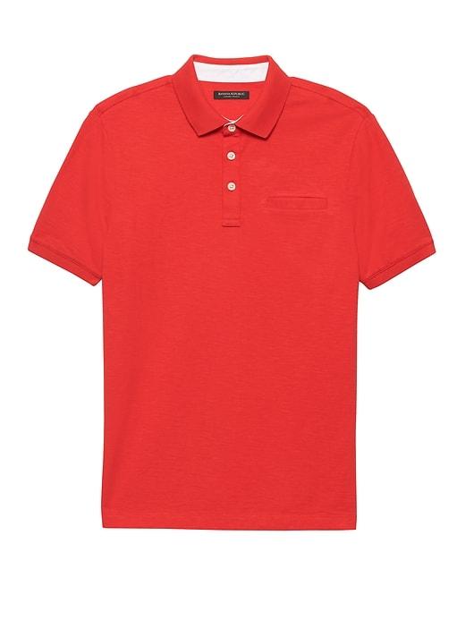 Banana Republic Mens Luxury-touch Polo Shirt With Stripe Placket New Vermillion Size Xxl