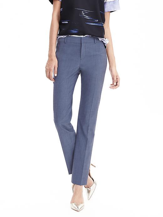 Banana Republic Womens Ryan Fit Chambray Lightweight Wool Slim Straight Pant Size 0 Regular - Chambray