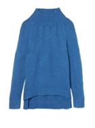 Banana Republic Womens Merino-blend Pointelle Hi-low Turtleneck Blue Tropic Size Xl