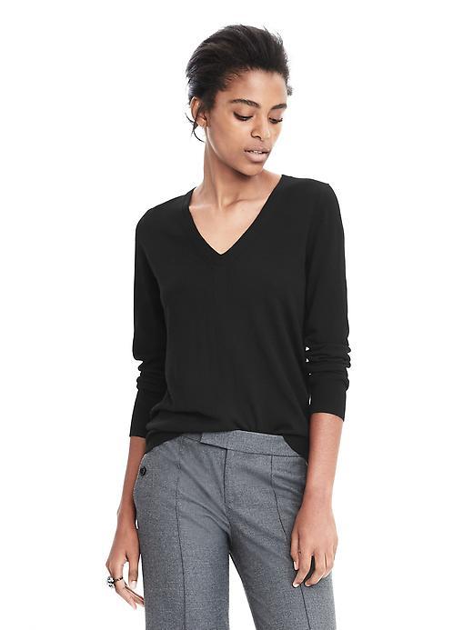 Banana Republic Womens Merino Sweater Vee - Black