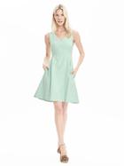Banana Republic Womens V Neck Fit And Flare Dress Size 0 Petite - Antarctic Blue