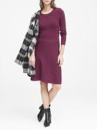 Banana Republic Womens Petite Button-shoulder Sweater Dress Burgundy Red Size Xxs