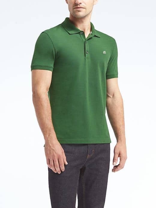 Banana Republic Mens Slim Pique Polo - Grass Green