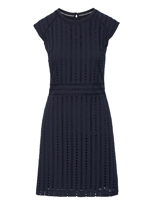 Banana Republic Womens Petite Eyelet Shift Dress Navy Size 0