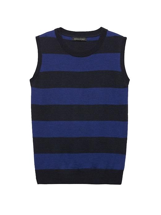 Banana Republic Womens Machine-washable Merino Sweater Shell Blue Stripe Size S