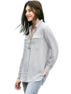 Banana Republic Womens Soft Wash Flannel Military Shirt Size L - Gray Texture