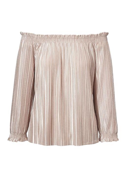 Banana Republic Womens Pleated Velvet Off-the-shoulder Top Blushing Size Xl