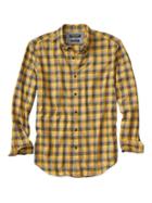 Banana Republic Mens Camden Fit Plaid Shirt - Gold Bronze