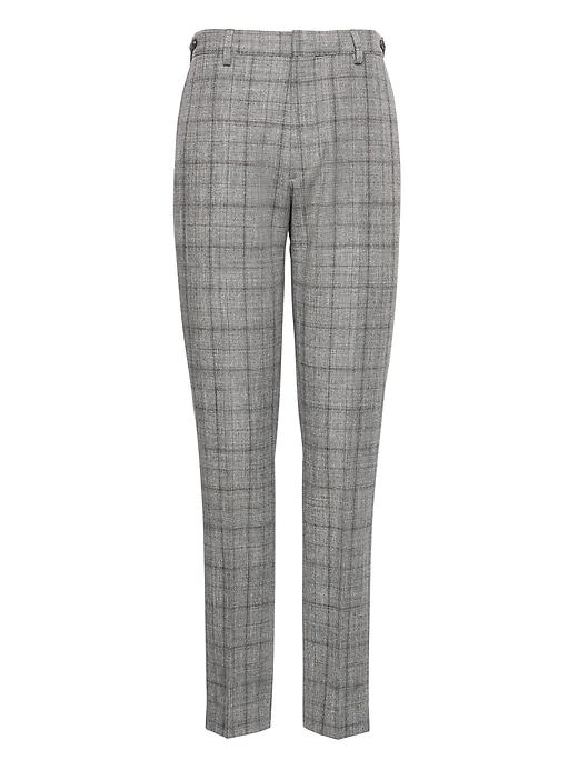 Banana Republic Mens Br X Kevin Love   Athletic Tapered Plaid Cotton-wool Suit Pant Chrome Gray Size 26w