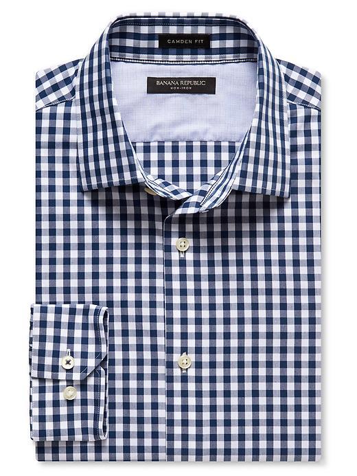 Banana Republic Mens Tailored Slim Fit Non Iron Shirt Size L Tall - Basic Blue