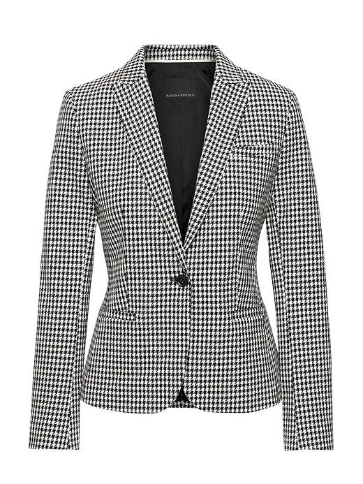 Banana Republic Womens Classic-fit Bi-stretch Houndstooth Blazer Black & White Size 0