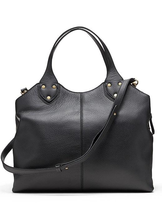 Banana Republic Womens Italian Leather Carryall Bag Black Leather Size One Size