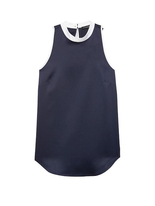 Banana Republic Womens Satin Mock-neck Top Navy With White Size M