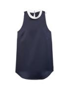 Banana Republic Womens Satin Mock-neck Top Navy With White Size M