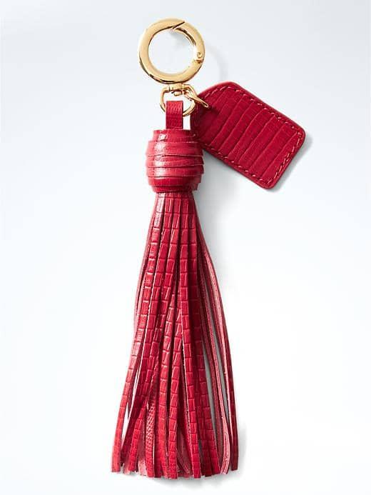 Banana Republic Lizard Effect Leather Bag Tassel - Ruby