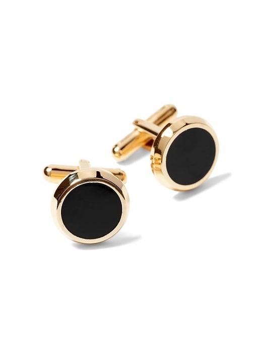 Banana Republic Mens Gold & Enamel Cufflinks Black & Gold Size One Size