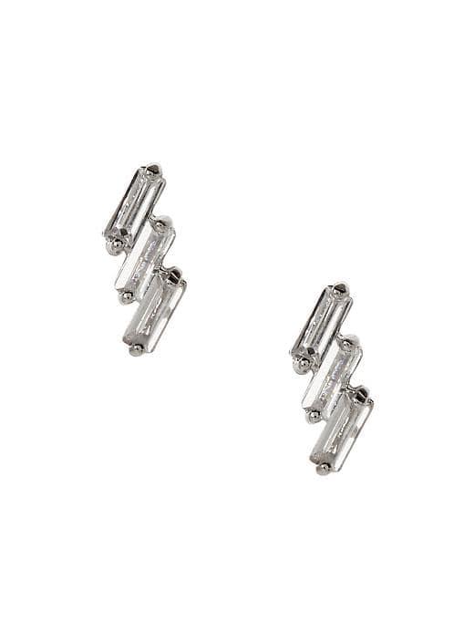 Banana Republic Deco Mechanical Stud Earring - Clear Crystal
