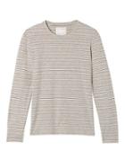 Banana Republic Mens Heritage Stripe Cotton Yak Wool Long Sleeve Tee - Vintage Taupe