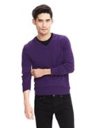 Banana Republic Mens Silk Cotton Cashmere Vee Sweater Pullover Size L Tall - Purple
