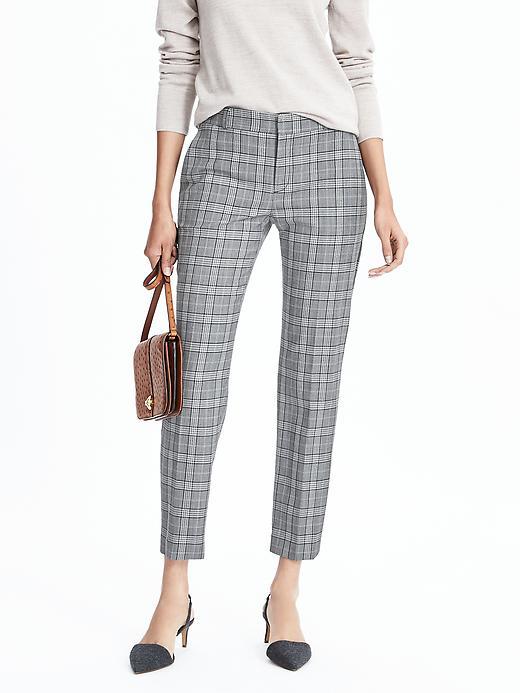 Banana Republic Womens Avery Fit Plaid Crop Pant - Gray Glen Plaid