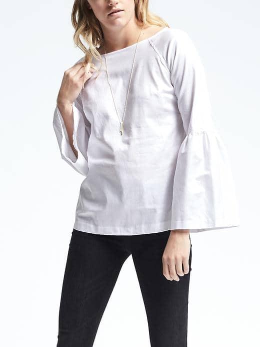 Banana Republic Boatneck Bell Sleeve Top - White