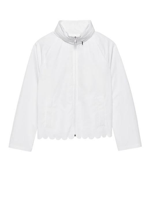 Banana Republic Womens Water-resistant Scallop-hem Jacket With Packable Hood White Size S
