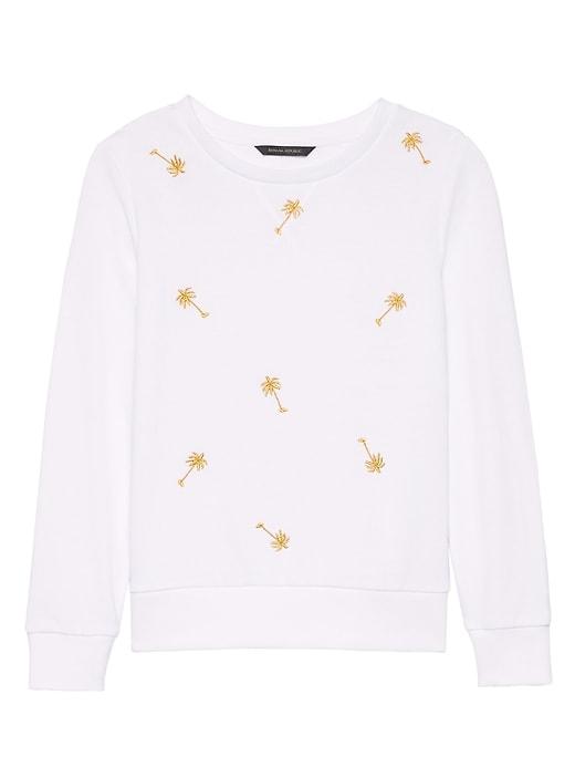 Banana Republic Womens French Terry Sweatshirt White With Gold Embroidery Size M