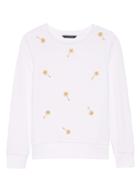 Banana Republic Womens French Terry Sweatshirt White With Gold Embroidery Size M