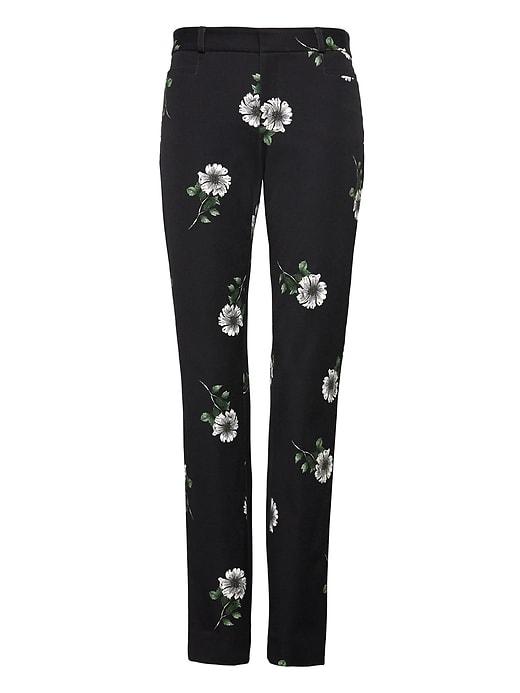 Banana Republic Womens Sloan Skinny-fit Floral Pant Black Print Size 0
