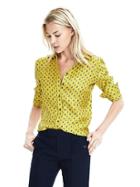 Banana Republic Womens Dillon Fit Long Sleeve Silk Blouse - Yellow