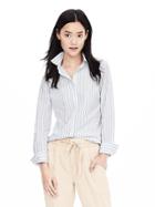 Banana Republic Womens Riley Fit Multi Stripe Shirt Size 0 - Blue Orchid