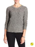 Banana Republic Factory Cable Knit Sweater Size L Petite - Black And White Marl