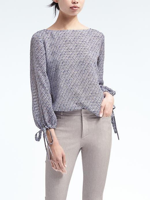 Banana Republic Easy Care Bow Sleeve Top - White