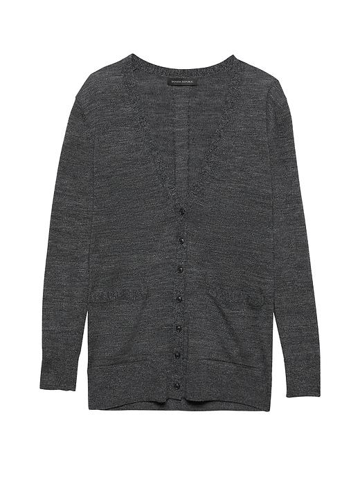 Banana Republic Womens Machine-washable Merino Wool Boyfriend Cardigan Sweater Black & White Size Xs