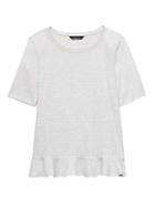 Banana Republic Womens Ruffle-hem Couture Tee Gray Stripe Size M