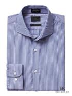 Banana Republic Mens Monogram Grant Fit Stripe Dress Shirt - Blue & White