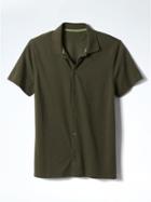 Banana Republic Mens Jacquard Short Sleeve Knit Shirt - Green