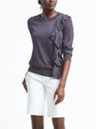 Banana Republic Womens Shine Ruffle Front Pullover - Navy