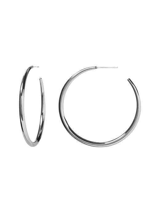 Banana Republic Womens Everyday Hoop Earring With 10k Gold, Rose Gold Or Sterling Silver Plating Silver Size One Size