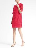 Banana Republic Womens Limited Edition Lace Flutter Sleeve Dress - Red