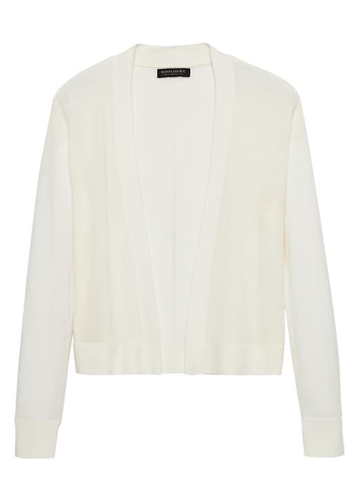 Banana Republic Womens Machine-washable Merino Cropped Open Cardigan Sweater Cocoon Size L