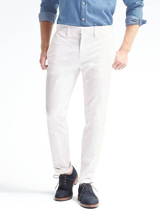 Banana Republic Mens Fulton Stretch Skinny Chino - White