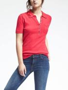 Banana Republic Womens Italian Cashmere Blend Sweater Polo - Red