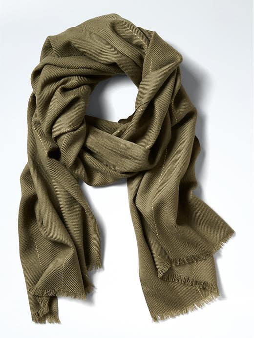 Banana Republic Chevron Wool Shine Rectangular Scarf - Seaweed